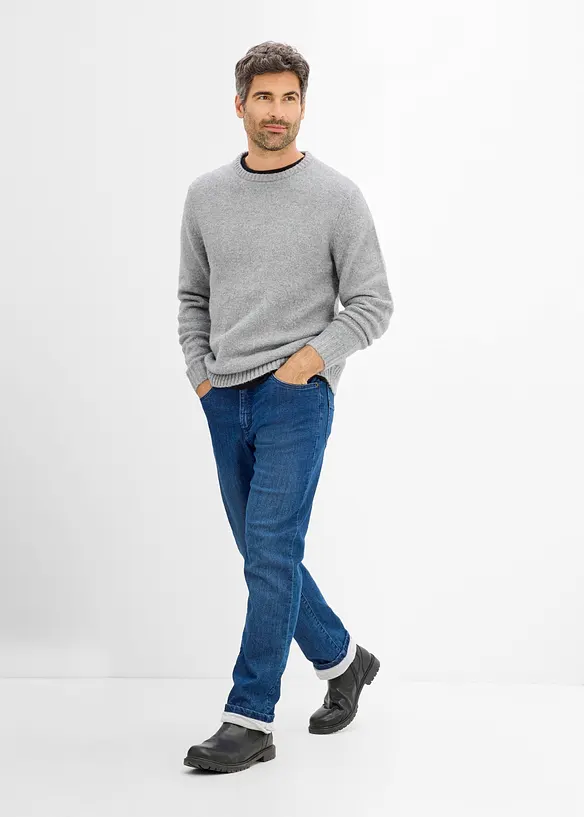 Termojeans med jerseyfoder, Classic Fit, Straight, bonprix