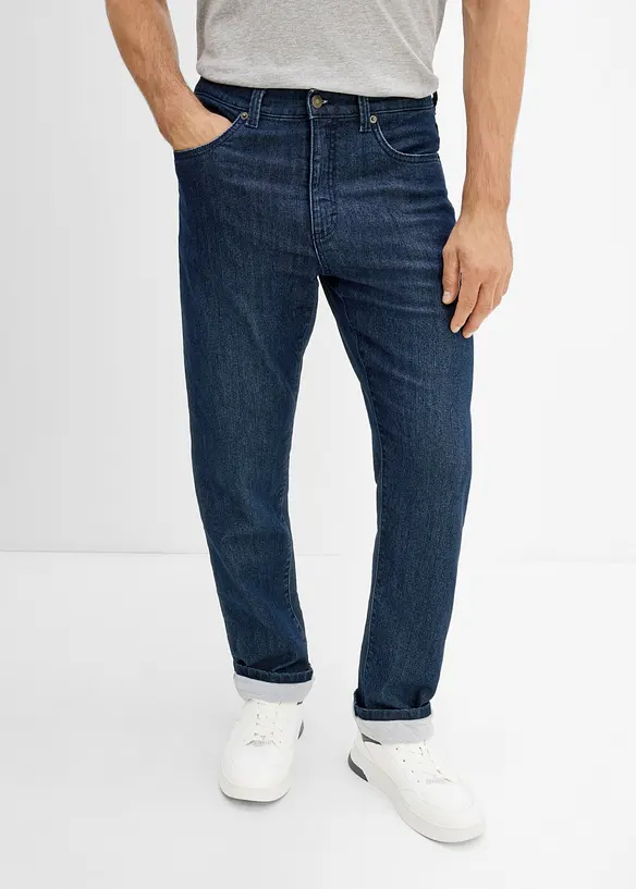 Termojeans med jerseyfoder, Classic Fit, Straight, bonprix