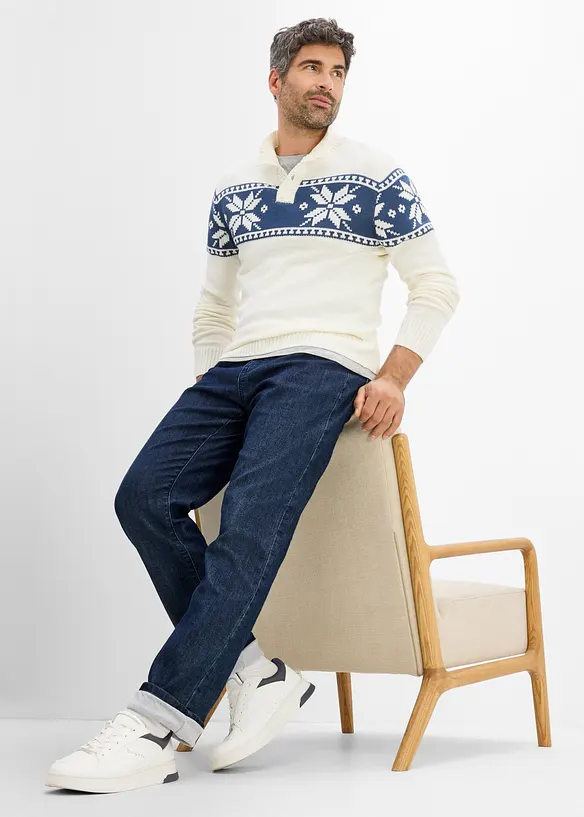 Termojeans med jerseyfoder, Classic Fit, Straight, bonprix