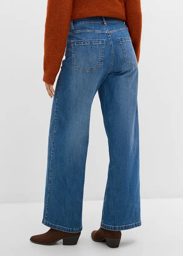 Jeans med Wide Leg och s&ouml;mdetaljer, bonprix