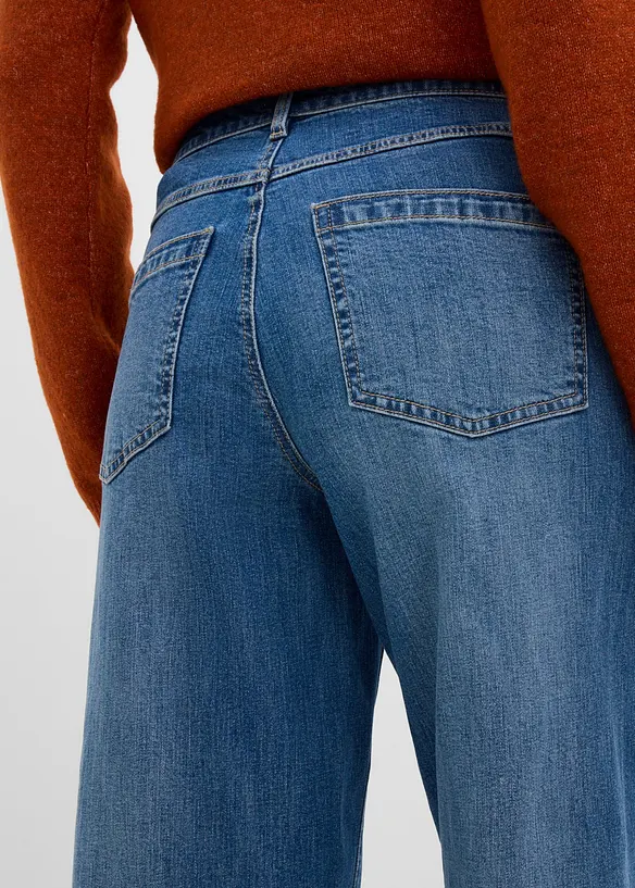 Jeans med Wide Leg och s&ouml;mdetaljer, bonprix