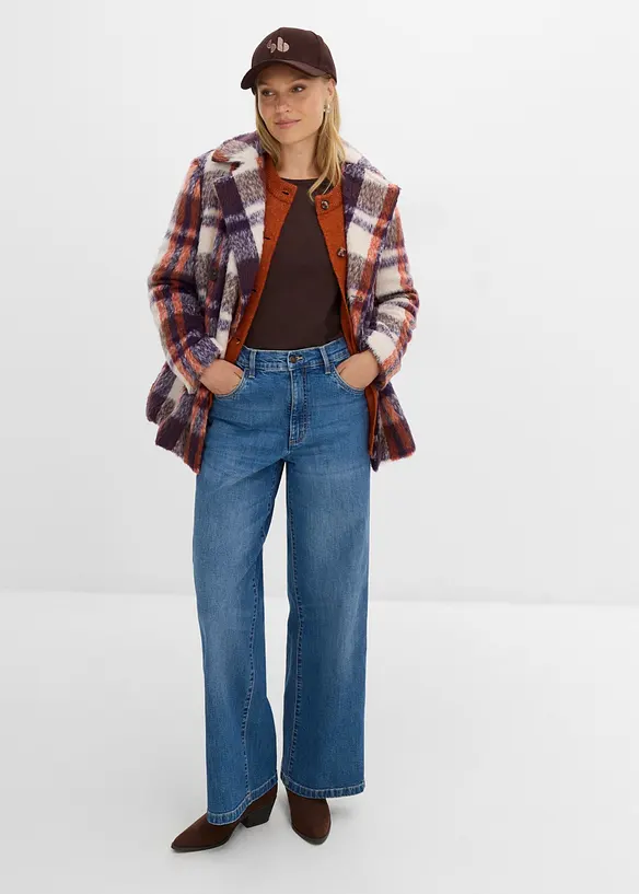 Jeans med Wide Leg och s&ouml;mdetaljer, bonprix