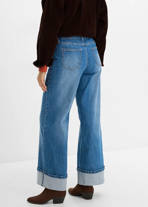 Jeans med Wide Leg och slag, bonprix