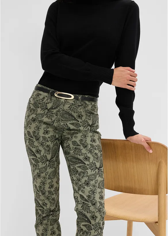 M&ouml;nstrad byxa i bomullsstretch, bonprix