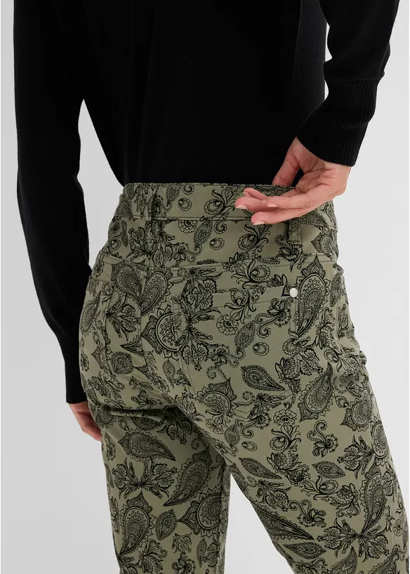 M&ouml;nstrad byxa i bomullsstretch, bonprix