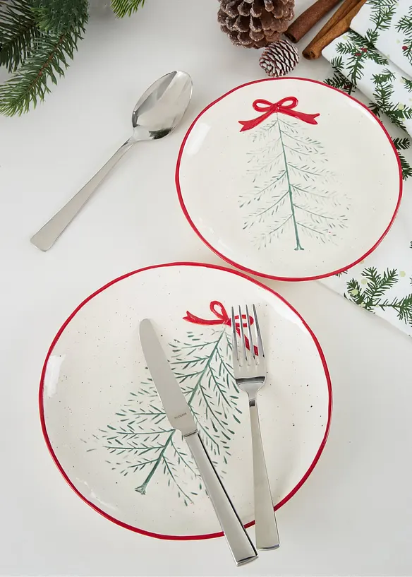 Servis med rosetter och julgranar (6 delar), bonprix