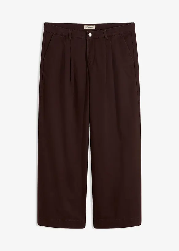 Byxa med vida ben och gubbveck samt bekv&auml;m midja, bonprix