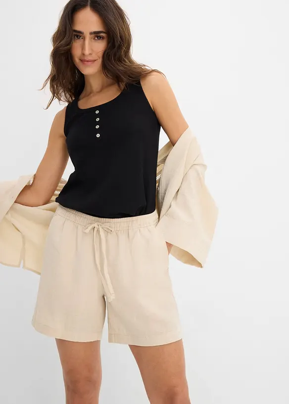 Shorts av viskosmix, med res&aring;rmidja, bonprix