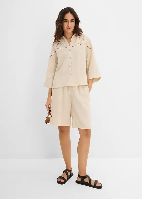 Skjortblus av viskosmix, bonprix