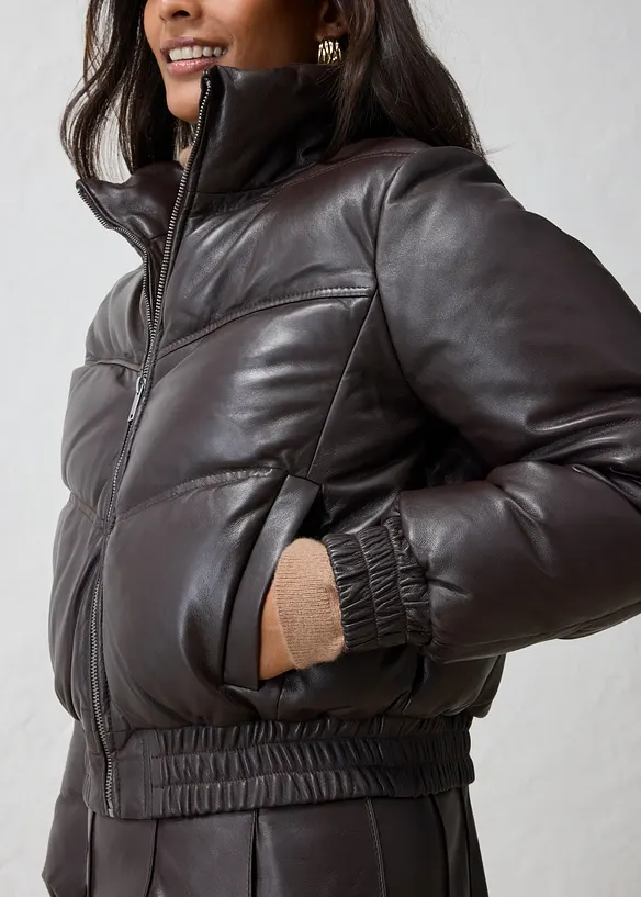 Quiltad skinnjacka i lammnappa, bonprix