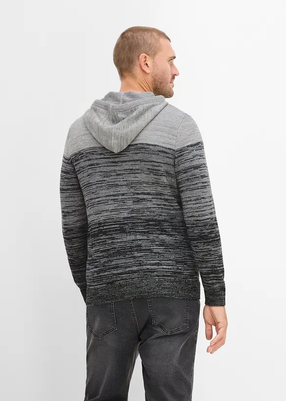 Finstickad tr&ouml;ja med huva, normal passform, bonprix