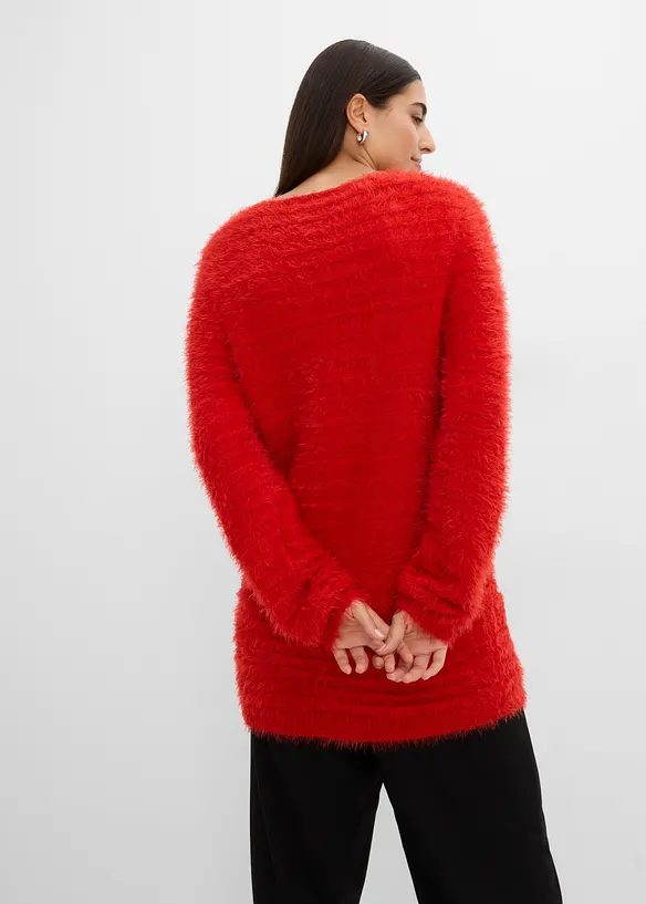 L&aring;ng, stickad tr&ouml;ja i fluffigt material, bonprix