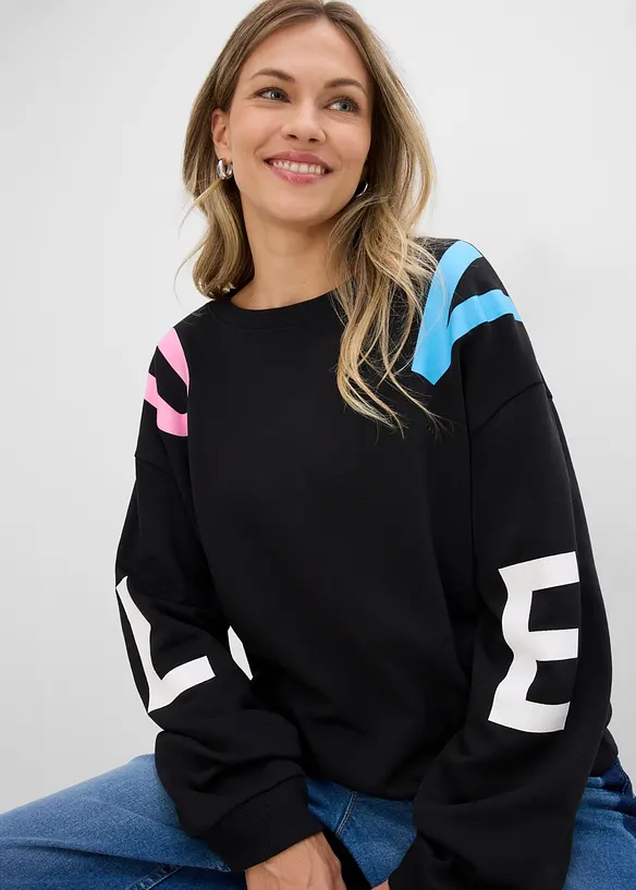 Oversizesweatshirt i mjuk bomullsmix, bonprix