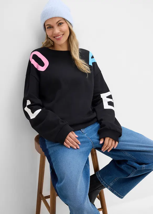 Oversizesweatshirt i mjuk bomullsmix, bonprix