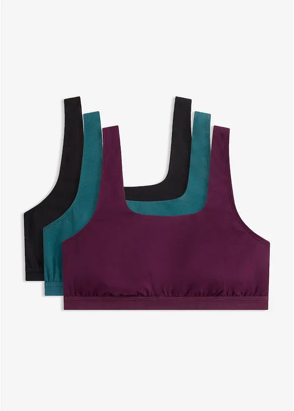 BH-topp med ekologisk bomull (3-pack), bonprix
