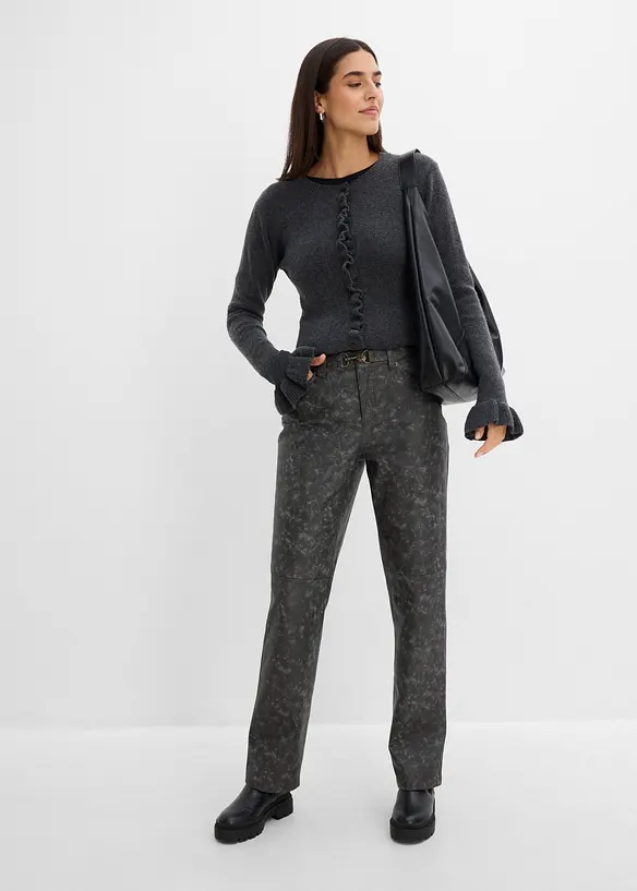 Byxa i skinnimitation med used-look, bonprix
