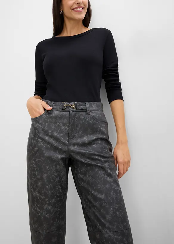 Byxa i skinnimitation med used-look, bonprix