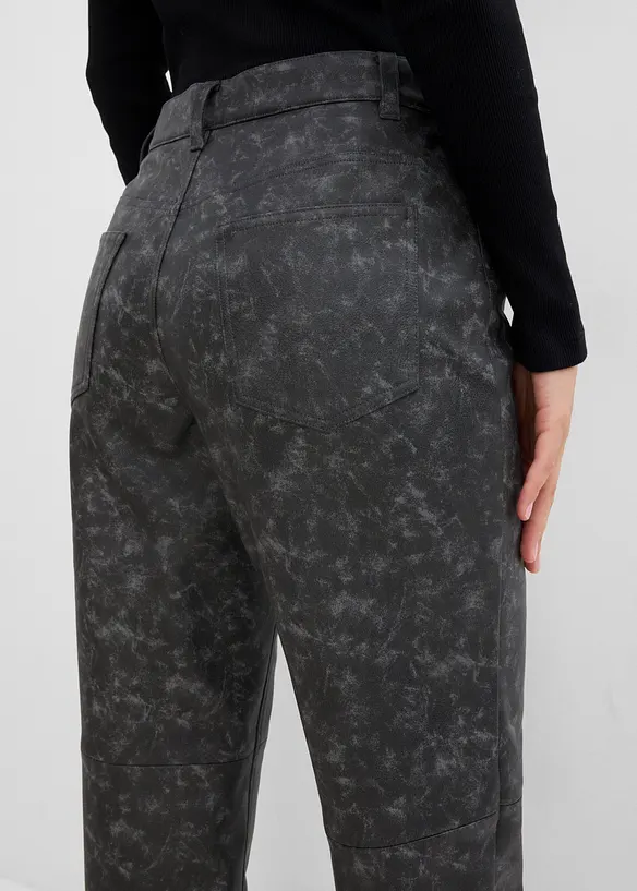 Byxa i skinnimitation med used-look, bonprix