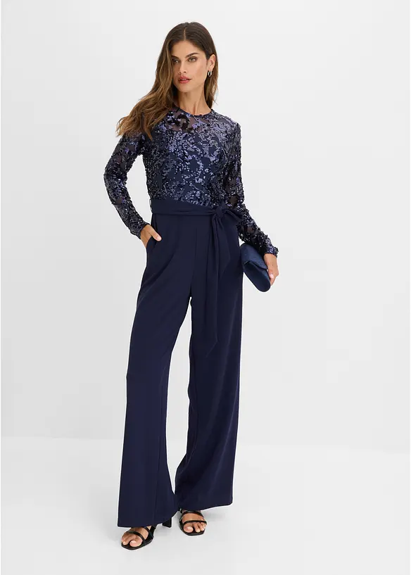 Jumpsuit med paljettbroderi, bonprix