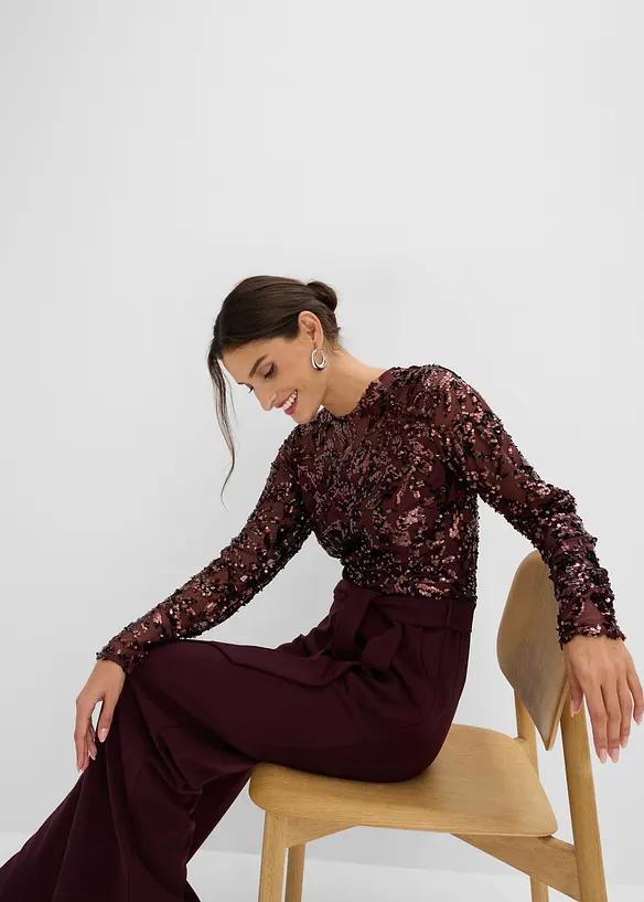Jumpsuit med paljettbroderi, bonprix