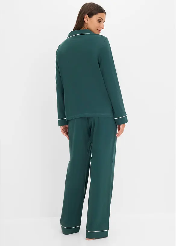 Pyjamas i mjuk bomull med knappsl&aring;, bonprix