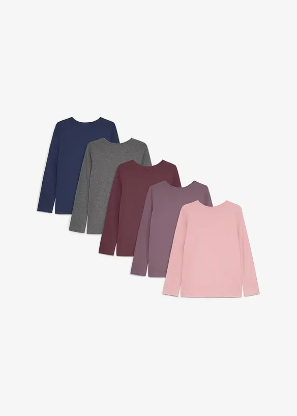 L&aring;ng&auml;rmad topp med ekologisk bomull (5-pack), bonprix