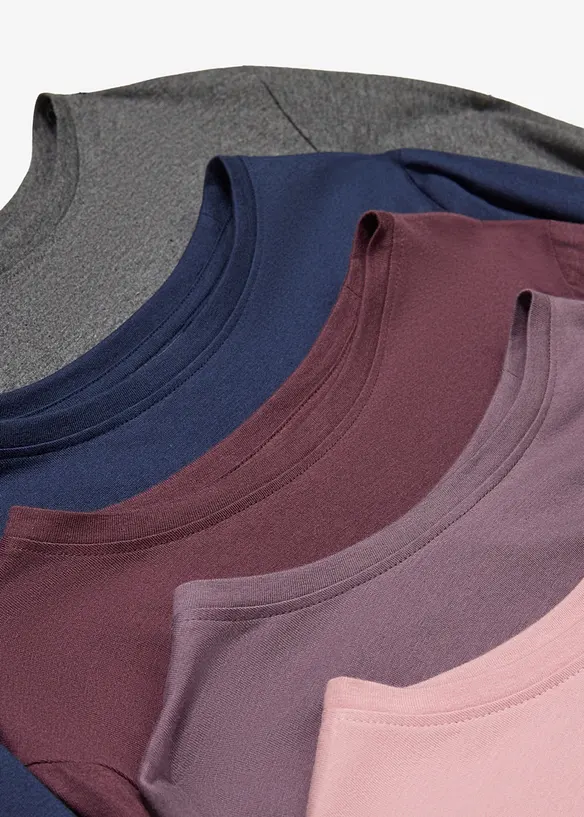 L&aring;ng&auml;rmad topp med ekologisk bomull (5-pack), bonprix