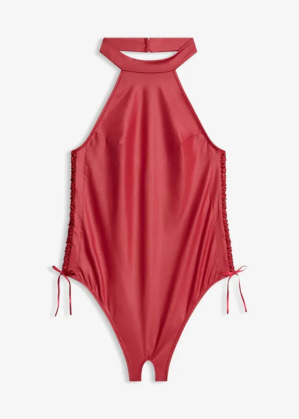Stringbody med &ouml;ppen gren och wetlook, bonprix