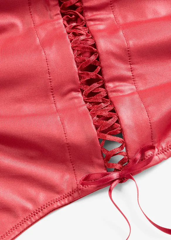 Stringbody med &ouml;ppen gren och wetlook, bonprix