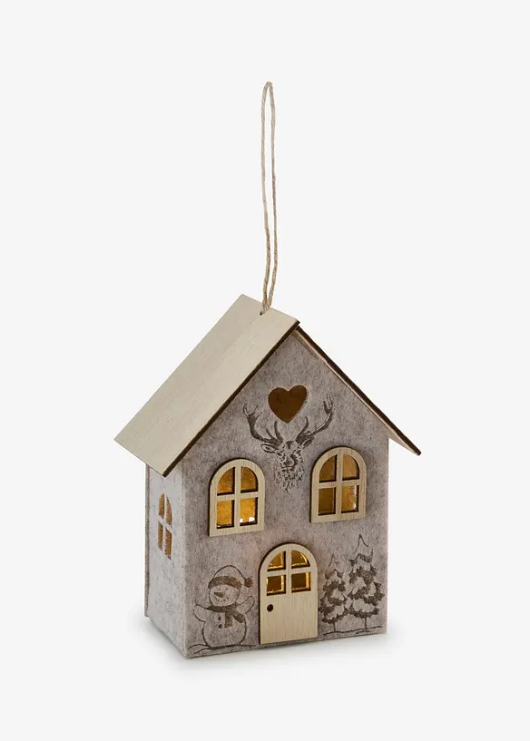 Juligt prydnadshus med LED-belysning, bonprix