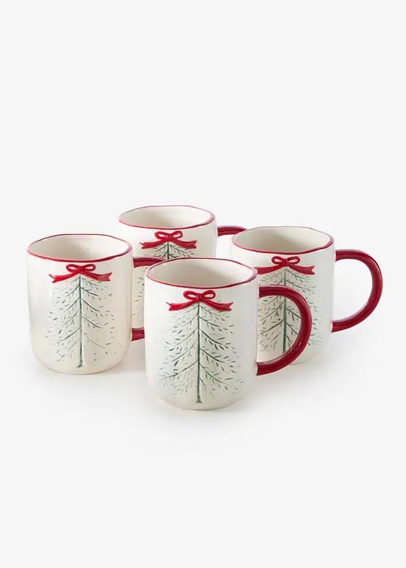 Mugg med rosetter och tr&auml;d (4-pack), bonprix