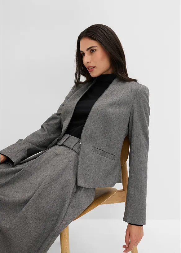 Fiskbensm&ouml;nstrad kavaj med yllelook, bonprix