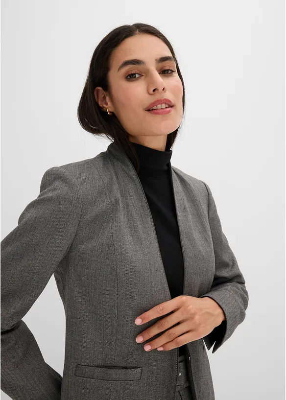 Fiskbensm&ouml;nstrad kavaj med yllelook, bonprix