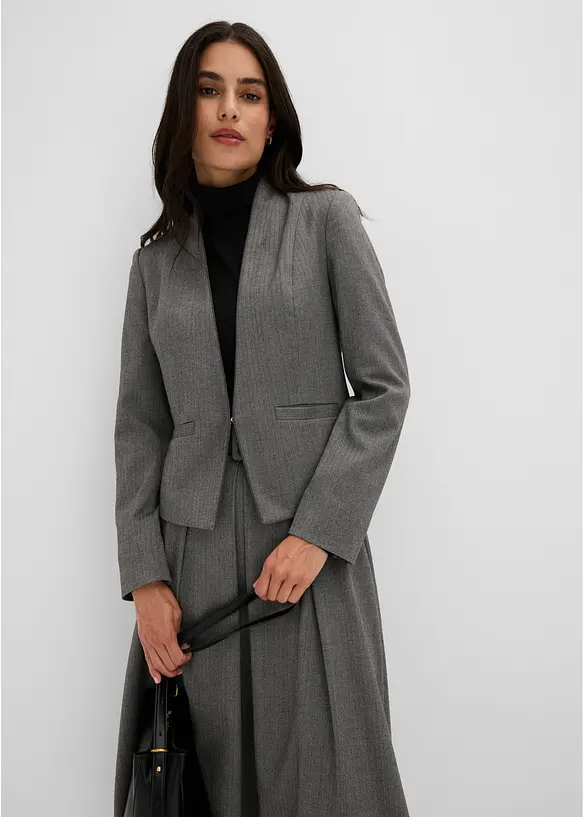 Fiskbensm&ouml;nstrad kavaj med yllelook, bonprix