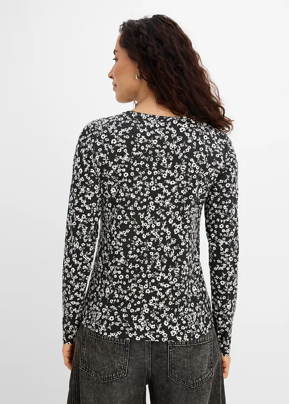 L&aring;ng&auml;rmad topp av elastisk bomullsmix (3-pack), bonprix