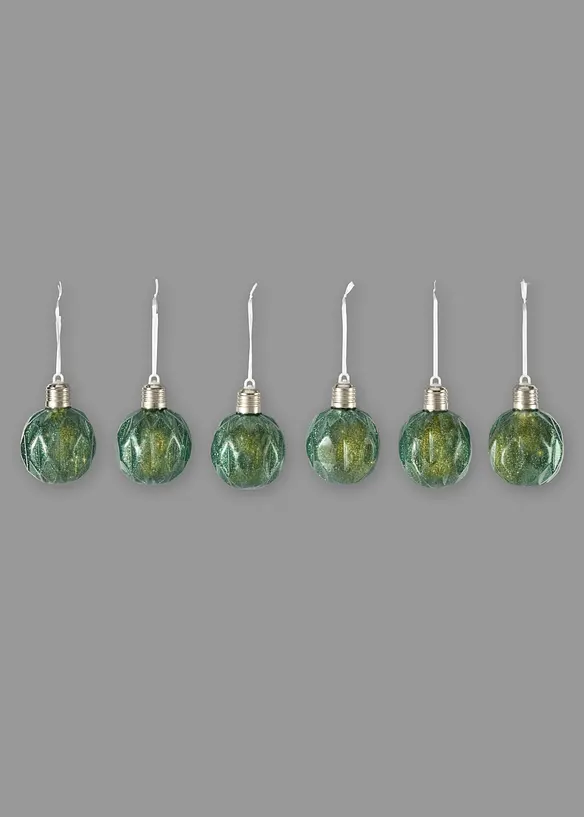 H&auml;ngdekoration med LED-belysning &ndash; julkulor (6-pack), bonprix