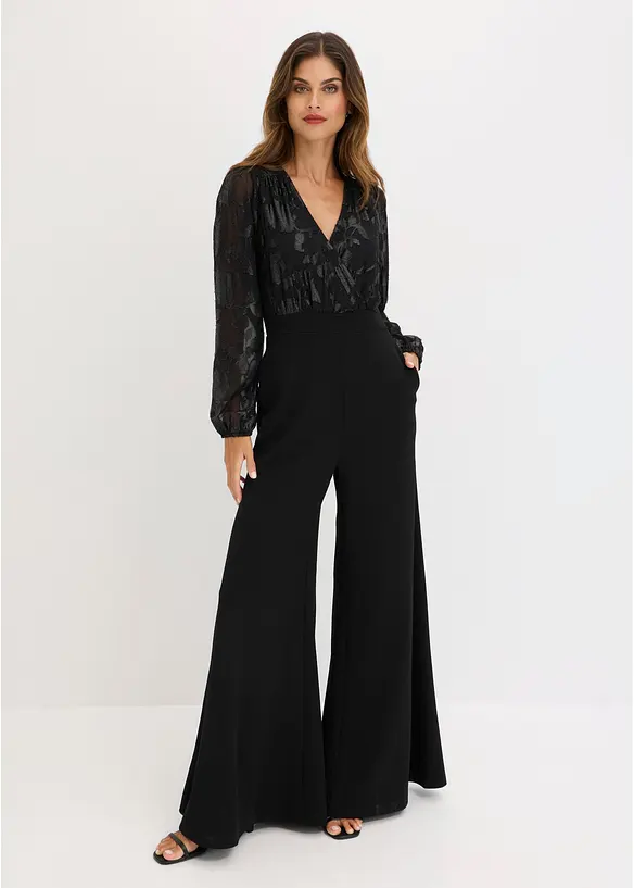 Jumpsuit med glansigt broderi, bonprix