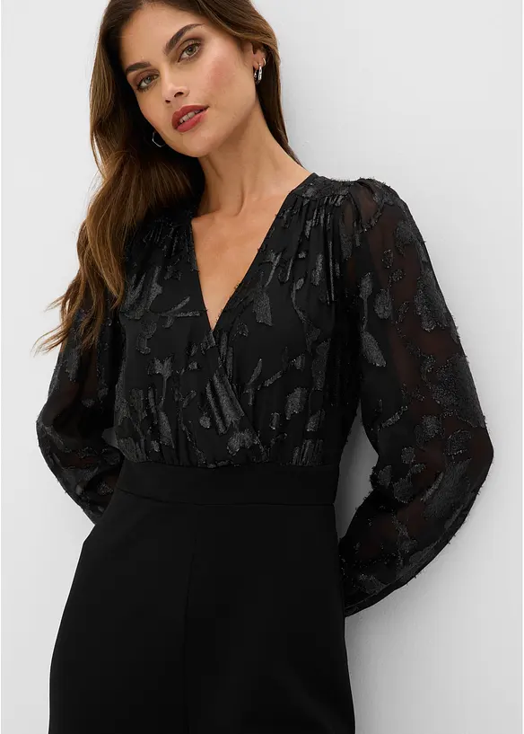 Jumpsuit med glansigt broderi, bonprix