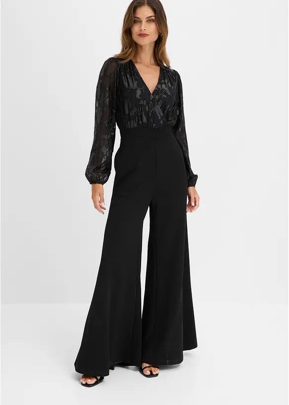 Jumpsuit med glansigt broderi, bonprix