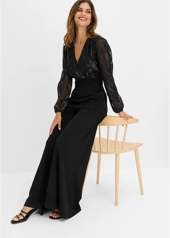 Jumpsuit med glansigt broderi, bonprix