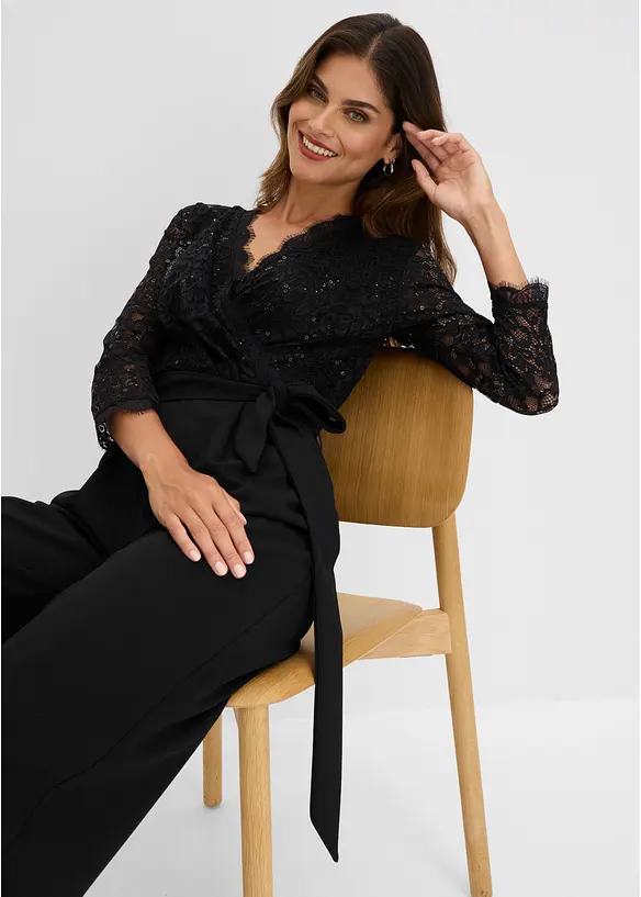 Jumpsuit med spets, bonprix