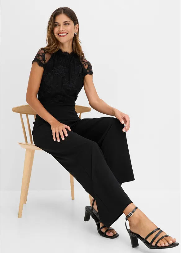 Jumpsuit med spets, bonprix