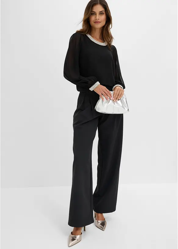 Chiffongblus med strassdekoration, bonprix