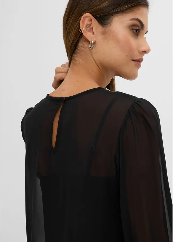 Chiffongblus med strassdekoration, bonprix