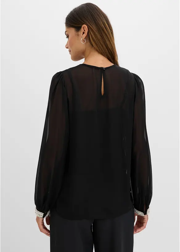 Chiffongblus med strassdekoration, bonprix