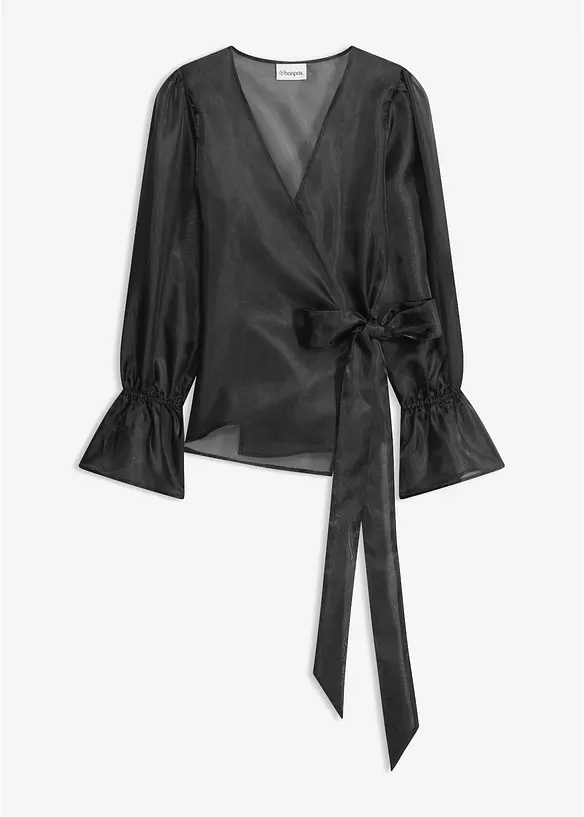 Blus av glansig tyll, bonprix