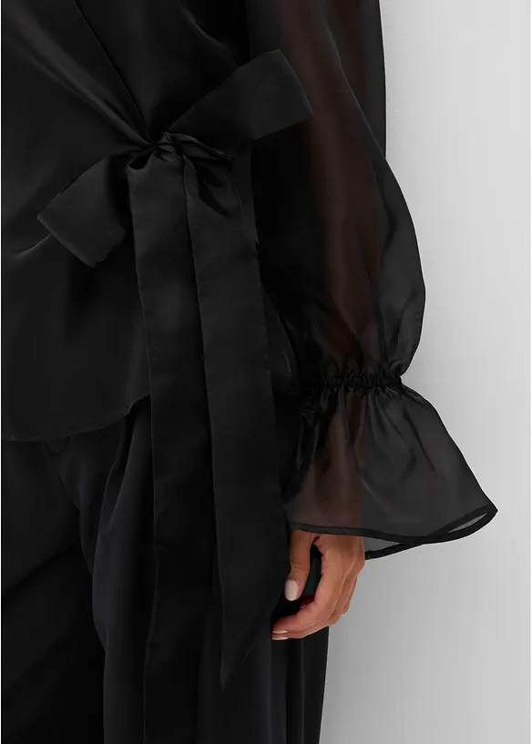 Blus av glansig tyll, bonprix