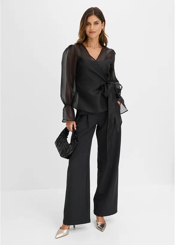 Blus av glansig tyll, bonprix