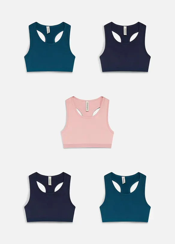 BH-topp av mjuk mix med ekologisk bomull (5-pack), bonprix