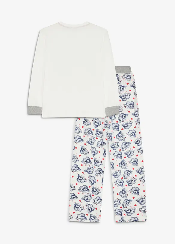 Pyjamas av ekologisk bomull med flanellapplikation (2 delar), bonprix